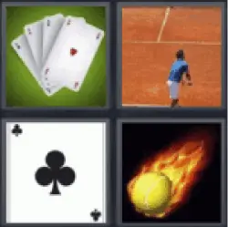 4 pics 1 word 3 letter tennis player, ace of hearts, ace of clubs, meteor