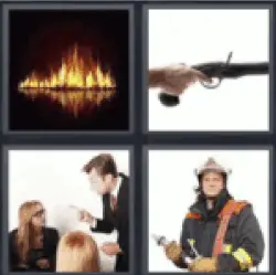 4 pics 1 word firefighter gun