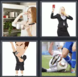 4 pics 1 word Girl taking out red card