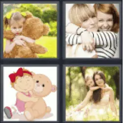4 Pics 1 Word little girl with teddy bear