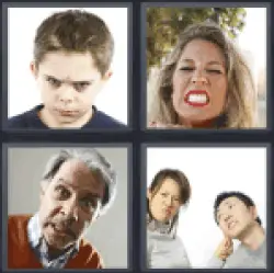 4 Pics 1 Word boy with angry face