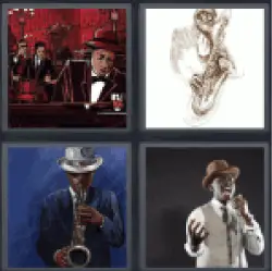 4 Pics 1 Word man playing saxophone