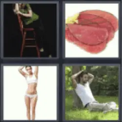 4 pics 1 word woman sitting on a stool