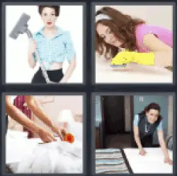 4 pics 1 word girl with vacuum cleaner
