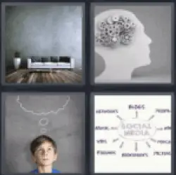 4 pics 1 word brain with gears boy thinking