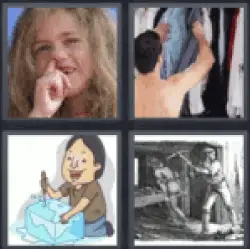 4 pics 1 word girl with finger in the nose