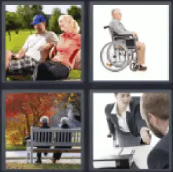 4 Pics 1 Word couple sitting on bench