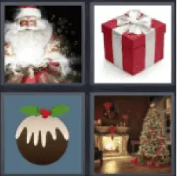4 Pics 1 Word Santa Claus gift
