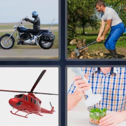 4 pics 1 word Motorcycle helicopter