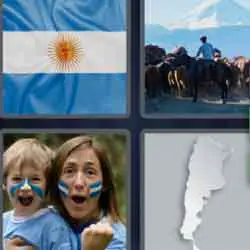 4 pics 1 word 9 letters Argentina flag face painted