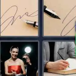 4 pics 1 word 9 letters model in red dress, writer