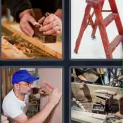 4 pics 1 word 9 letters wood carpenter ladder
