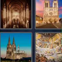 4 pics 1 word 9 letters cathedral church Notredame