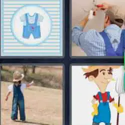 4 pics 1 word 9 letters farmer boy in dungarees