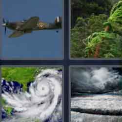 4 pics 1 word 9 letters airplane hurricane clouds