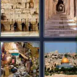 4 pics 1 word 9 letters ancient city, wailing wall
