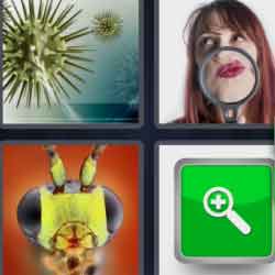 4 pics 1 word 9 letters woman with magnifying glass