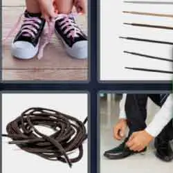 4 pics 1 word 9 letters sneakers with pink bows, shoe laces