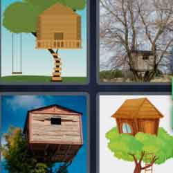 4 pics 1 word 9 letters tree house, wooden house