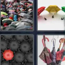 4 pics 1 word 9 letters colored umbrellas, parasols