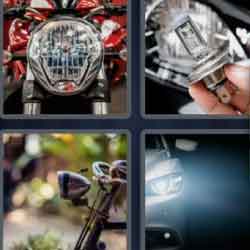 4 pics 1 word 9 letters motorcycle headlight