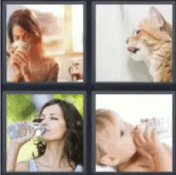 4 pics 1 word woman drinking