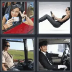 4 Pics 1 Word Woman in car
