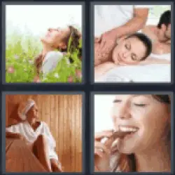 4 Pics 1 Word Girl in sauna
