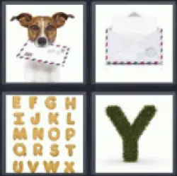 4 pics 1 word dog carrying letter