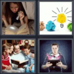 4 pics 1 word reading with flashlight