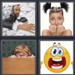 4 Pics 1 Word Man in pile of paper