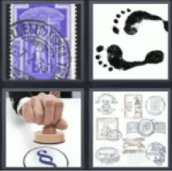 4 pics 1 word purple stamp