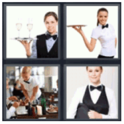 4 pics 1 word Girl in restaurant Serving