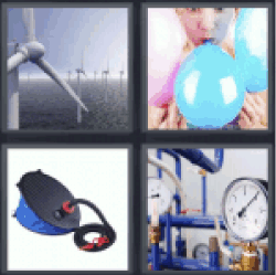 4 pics 1 word 3 letter blue balloon, pinwheel, inflator