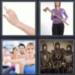 4 pics 1 word 3 letter woman with ax, hand pressing button