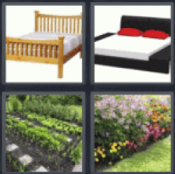 4 pics 1 word 3 letters bed, garden