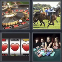4 pics 1 word 3 letter horse race, roulette, casino