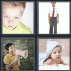 4 pics 1 word 3 letter boy with megaphone, baby