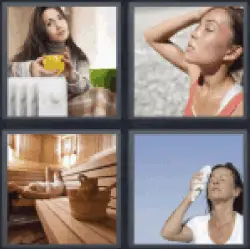 4 Pics 1 Word woman sweating