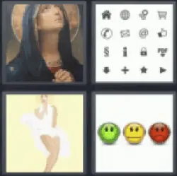 4 Pics 1 Word symbols. Image of a virgin.