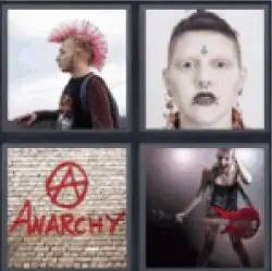 4 pics 1 word Anarchy painted on a wall