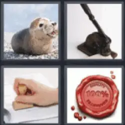 4 pics 1 word red wax stamp