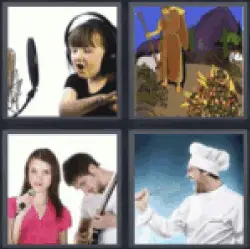 4 Pics 1 Word girl singing chef