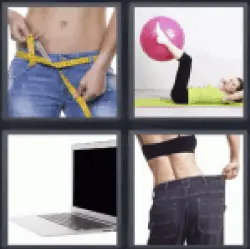 4 Pics 1 Word Woman measuring waist