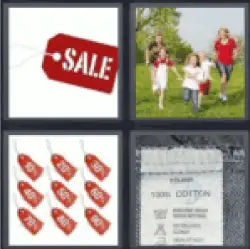 4 Pics 1 Word Red sale label