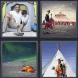 4 pics 1 word father and son in tent