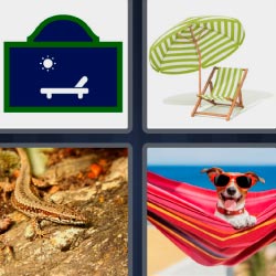 4 pics 1 word Dog in hammock