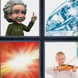 4 pics 1 word 9 letters Einstein Diamond violin