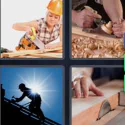 4 pics 1 word 9 letters carpenter, sawdust