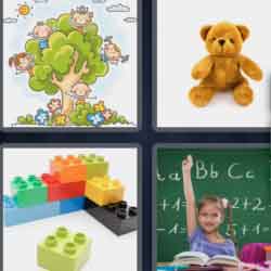 4 pics 1 word 9 letters teddy bear, lego pieces